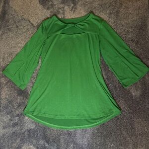 LUYAA Green Twist Cutout Bell Sleeve Tunic Top - Size M